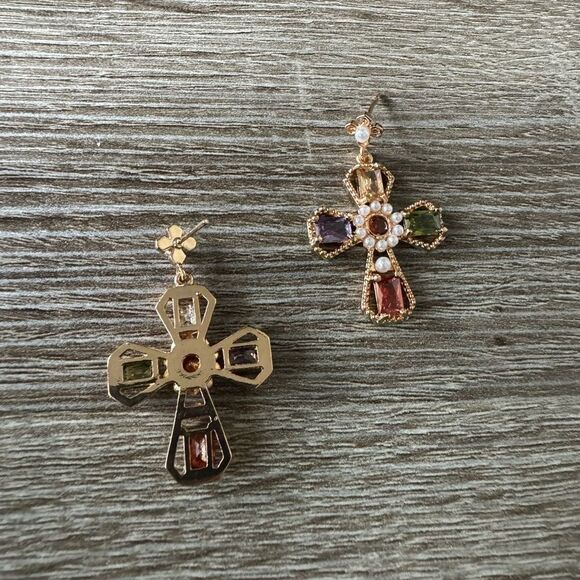 Bohemian cross earrings A954 - Picture 5 of 5
